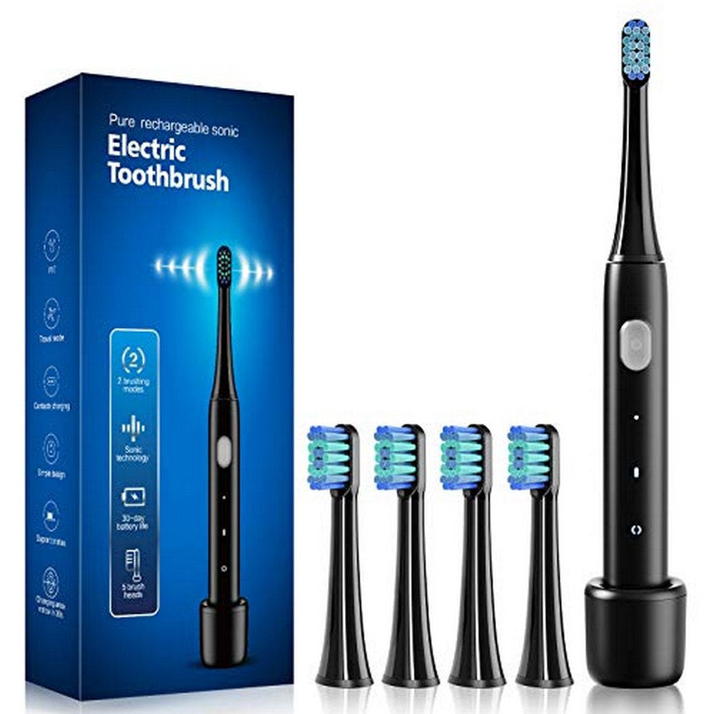 InFly - Cepillo dental eléctrico P60 Negro Set 5 repuestos
